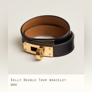 Authentic Hermes Double Kelly Tour Bracelet - Black & Gold